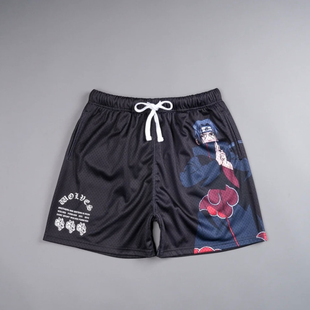 DARC SPORT X NARUTO “GENJUTSU” BLACK MESH SHORTS Size SMALL